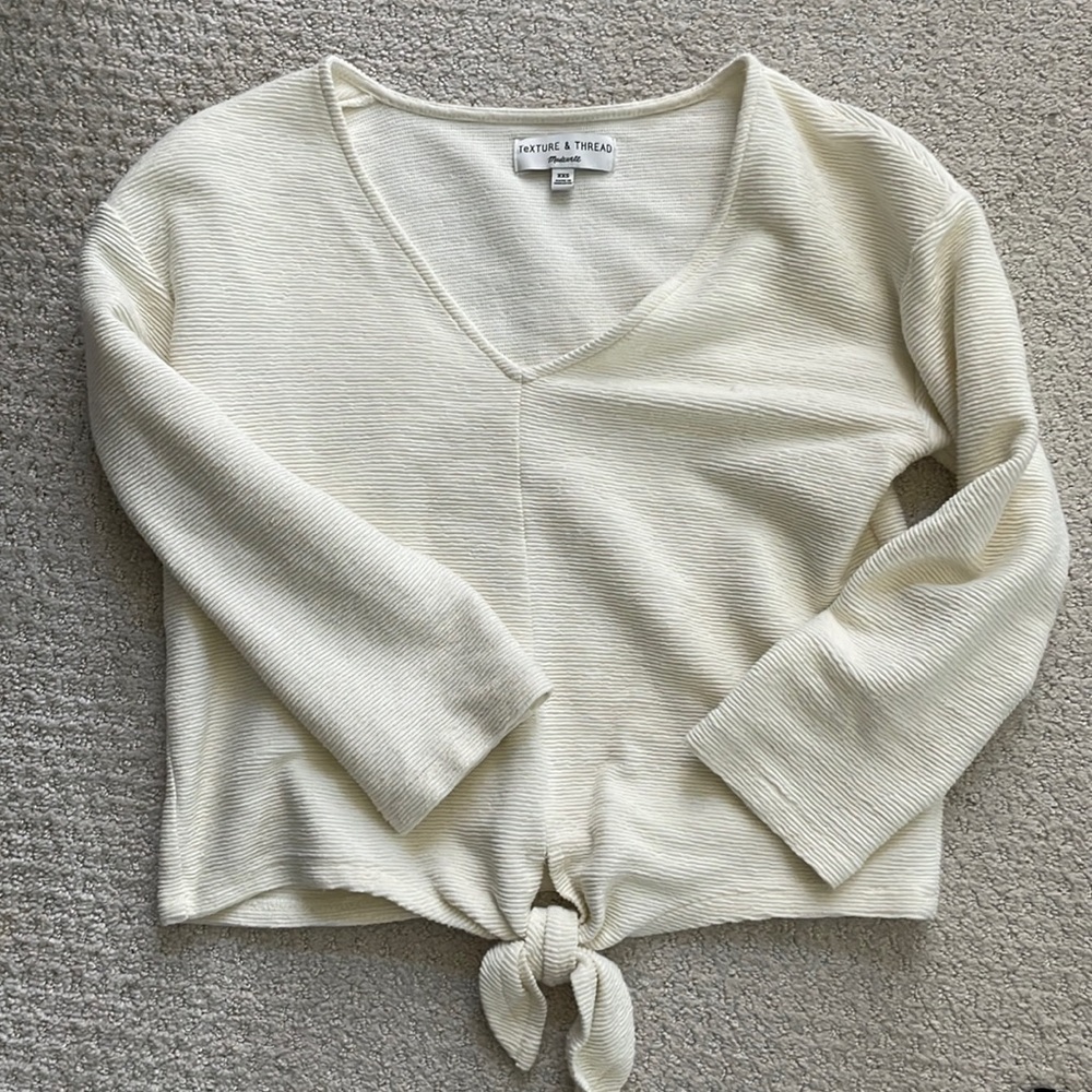 Madewell Cream Textured Crop Top